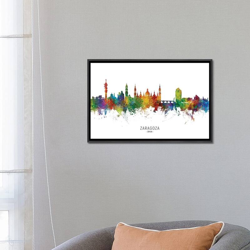 iCanvas "Zaragoza Spain Skyline" by Michael Tompsett Framed Bed Bath & Beyond 37756659